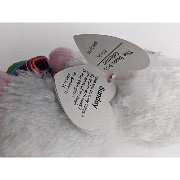 New TY Beanie boo Rabbit Sunday sparkle eyes rainbow basket  Easter  9" … - Picture 11 of 12